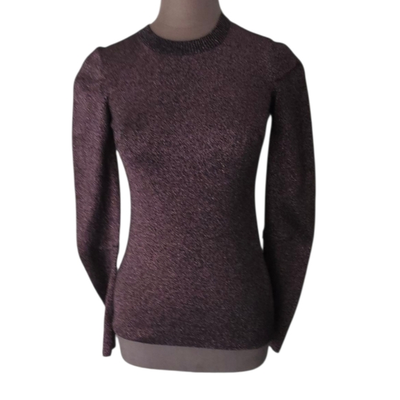 Alexander Wang Metallic Plum Shimmer Knit Sweater Size Small NWOT - Picture 3 of 16